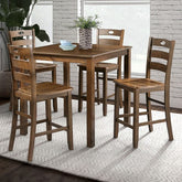 Lubbock 5 Pc. Counter Ht. Table Set Model Fm3419Wn-Pt-5Pk-Chair By Furniture Of America